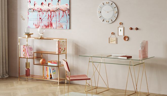 Pastelowy home office