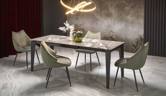 Elegancka jadalnia z oliwkowym akcentem